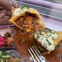 Inside of the empanada  at Mis Tacones in Portland