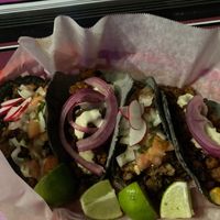 two al pastor and two asada tacos at Mis Tacones in Portland