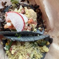 Asada taco and Tres Hermanas taco  at Mis Tacones in Portland