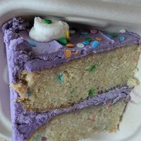 Uber cake, moist and sweet, not too ube. 🤷🏼 at Mis Tacones in Portland