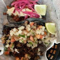 Al pastor and asada tacos  at Mis Tacones in Portland
