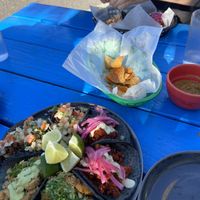 The remaining chips and salsa after we chowed down lol  at Mis Tacones in Portland