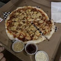 Bacon and pineapple gluten-free at Secret Vegan Pizza in Los Angeles