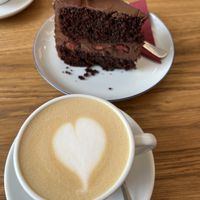 Cappuccino and chocolate cake   at Dosa Dosa in Prague