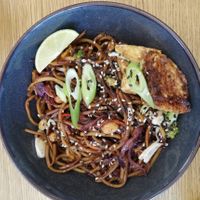 Noodle stir fry with tofu. at Dosa Dosa in Prague