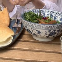 hummus bowl with plain dosa  at Dosa Dosa in Prague