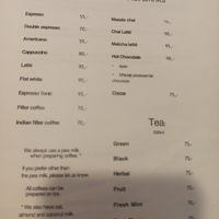 Menu as of 21/07/2025 at Dosa Dosa in Prague