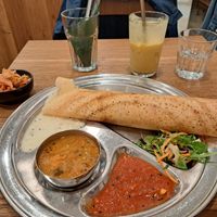 Mango lassi, kimchi and californian dosa at Dosa Dosa in Prague