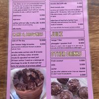 Drinks menu  at Yeoyum in Zanzibar