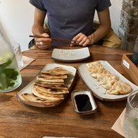 Starters: Gyoza and fried pancakes at Oodles of Noodles in Maastricht