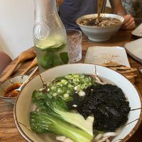 Zwo different soups: in the front with kelp broth at Oodles of Noodles in Maastricht