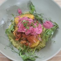 Smashed pea and avocado hash at Auld Bar Cafe in Forfar