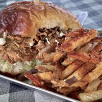 CHIKUN BAKON RANCH SANDO with perfectly seasoned french fries 🍟 🤤  at Eris Food Co in Oceanside