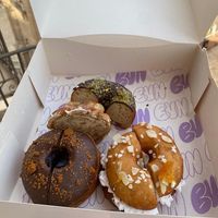 Choc + pistachio, Cardamom Bun, Choc + cherry, Cream + candied orange. at Bun and Coffee in Malaga
