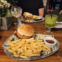 Vegan avocado burger, and vitamin D+ juice. Very good, and tasty. at U Bistrot in St Julians