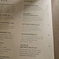 Vegan section at U Bistrot in St Julians