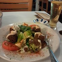 Falafel with hummus under the lettuce at Bosphorus Istanbul Cafe in Indianapolis