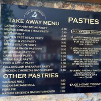 The Vegetable pasty is listed as vegetarian but is actually vegan at Fullers Pasties in Brixham