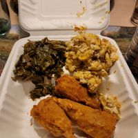 Wings,collard greens, mac at NuVegan in Baltimore
