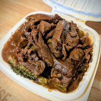 Very delicious vegan beef and broccoli at NuVegan in Baltimore