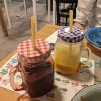 Smoothies: blueberry and mango (left), avocado, banana and strawberry (right) at Green Planet the Foodcourt in Gran Canaria