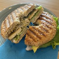 Vegan Fried tofu bagel  at Green Planet the Foodcourt in Gran Canaria