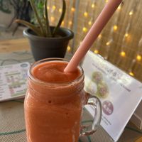 Strawberry mango banana smoothie   at Green Planet the Foodcourt in Gran Canaria