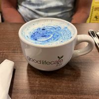 Unicorn latte with blue majik   at Good Life Cafe in Columbia