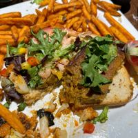 Sweet potato burger  at Good Life Cafe in Columbia