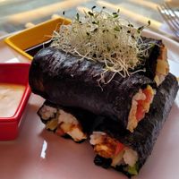 Nori rolls at Parada Vegana in Cusco