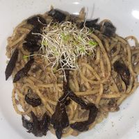 Mushroom pasta (I really liked it, depends on preference )  at Parada Vegana in Cusco