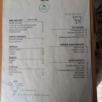 Food menu July 2024 at Parada Vegana in Cusco