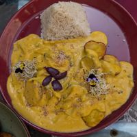 Ají de hongos (basically rice with a rich sauce with mushrooms onion and potatoes). at Parada Vegana in Cusco