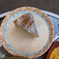 Tres leche cake at Parada Vegana in Cusco
