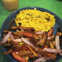 Lomo at Parada Vegana in Cusco