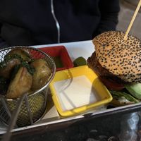 Seitan burger   at Parada Vegana in Cusco