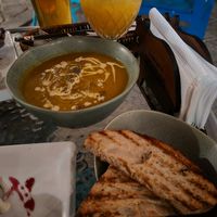 Pumpkin soup at Parada Vegana in Cusco