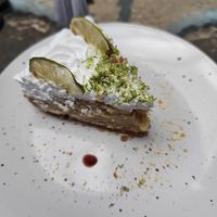 Lemon pie at Parada Vegana in Cusco