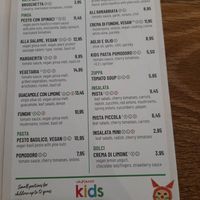 Vegan menu at Vapiano in Freiburg