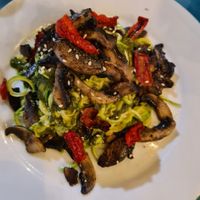 Mushroom and pesto zoodles at Teapot Cafe in Taghazout
