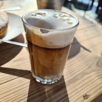 Cafe latte with oat milk at Teapot Cafe in Taghazout