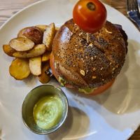 Vegan burger at Teapot Cafe in Taghazout