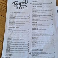 Menu at Teapot Cafe in Taghazout