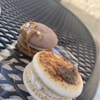 Vegan Macarons (crème brûlée and salted caramel) at Java Owl Coffee House in Nassau Bay