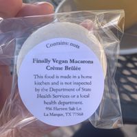 Label for macarons at Java Owl Coffee House in Nassau Bay