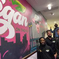 2of the three Bros & the chef! Yas, Al & Nick at Vegan On The Fly in New York City