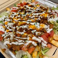 Loaded fries with seitan  #Veganuary at Vegan On The Fly in New York City