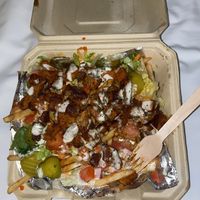 vegan buffalo chicken loaded fries  at Vegan On The Fly in New York City