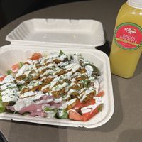 Jerk chicken salad and ginger pineapple  at Vegan On The Fly in New York City