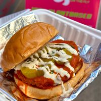 Nashville Hot Chickn Sandwich at Vegan On The Fly in New York City